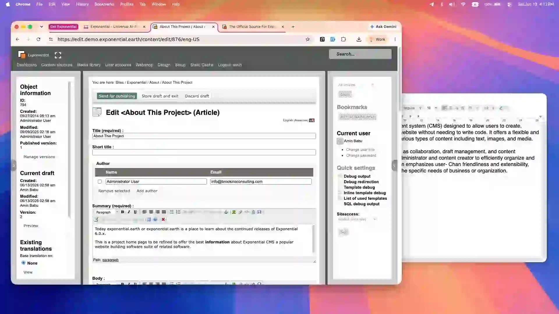 Exponential content editor